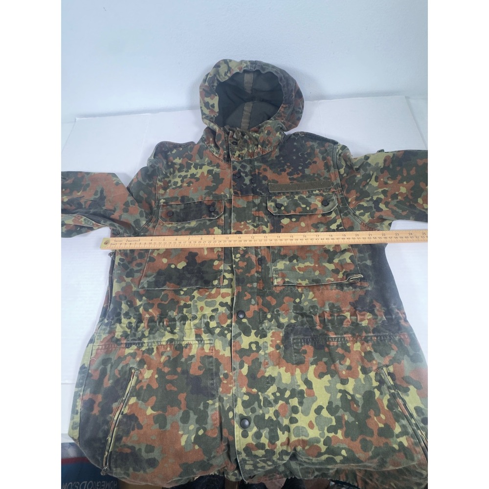 German Military Flecktarn Camo Field Parka Mens L Green Brown Hooded 90s Grunge - Picture 11 of 11